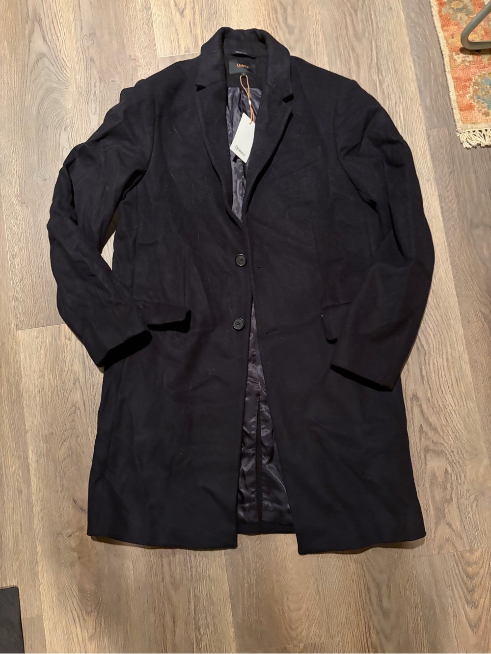 Quince Black Single-Breasted overcoat